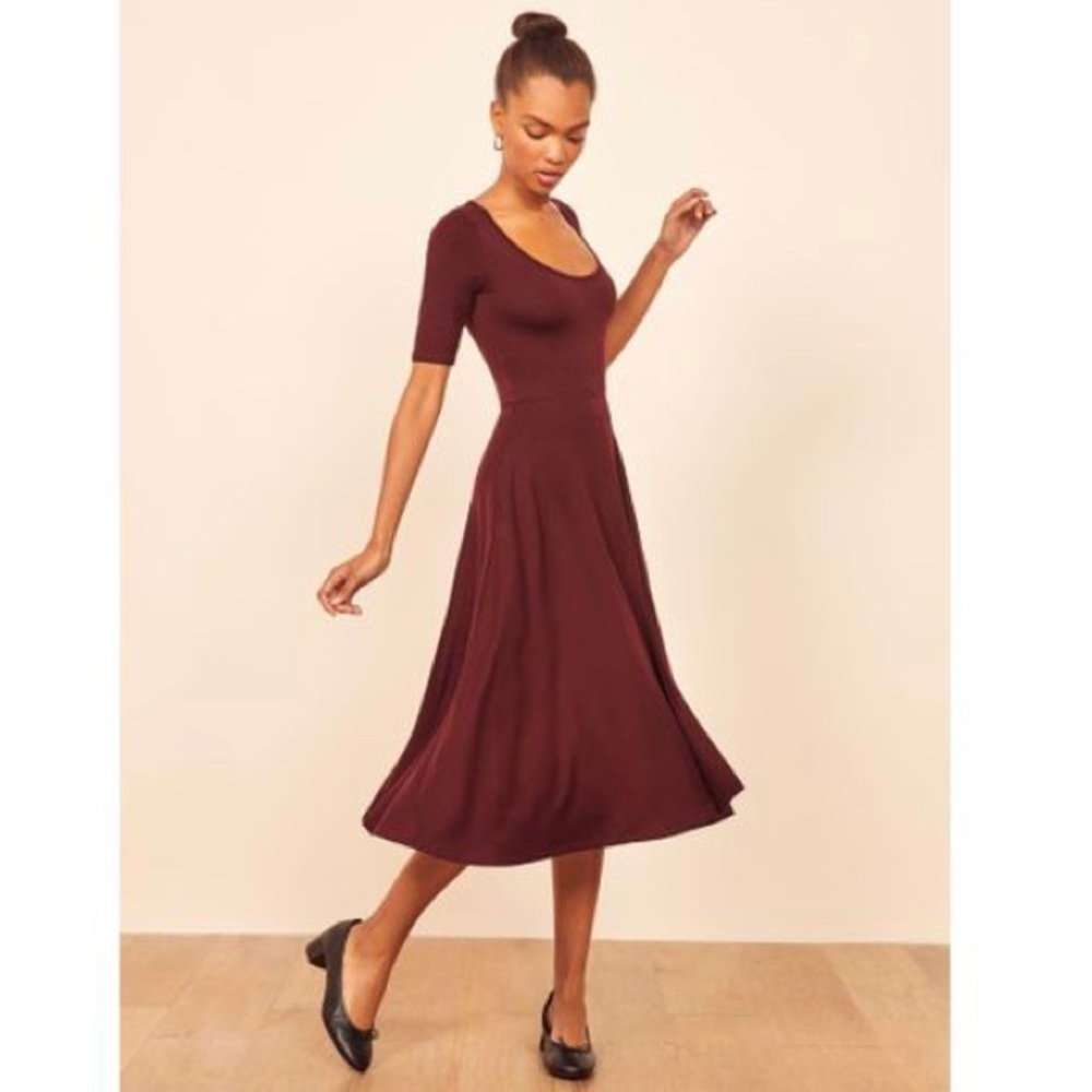 Reformation Lilian Short Sleeve Midi Dress